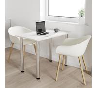 AKKE Blanc Craft Table de cuisine avec pieds chromés LxlxH : 70x60x74 cm