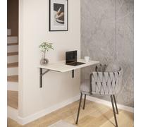 AKKE Blanc Craft Table murale pliante avec angles argentés-satinés Lxl : 120x60 cm