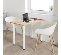 AKKE chêne clair table à manger avec pieds blancs LxlxH : 80x60x74 cm