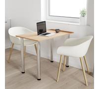 AKKE chêne clair Table de cuisine avec pieds chromés LxlxH : 50x50x74 cm
