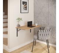 AKKE chêne clair table murale pliante avec angles argentés-satinés Lxl : 100x60 cm