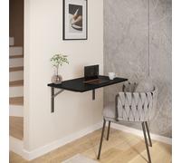 AKKE Noir Table murale pliante avec angles argentés-satinés Lxl : 120x60 cm