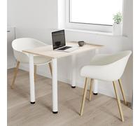 AKKE Sonoma Table de salle à manger avec pieds blancs LxlxH : 70x60x74 cm