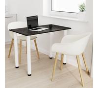 AKKE Stein Black Fosil Table de salle à manger avec pieds blancs LxlxH : 80x60x74 cm