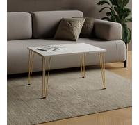 AKKE Table Basse Rectangulaire avec Pieds en Métal Plateau Laminé Hauteur 55 cm Table De Salon Style Loft Moderno