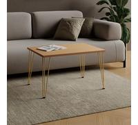AKKE Table Basse Rectangulaire avec Pieds en Métal Plateau Laminé Hauteur 55 cm Table De Salon Style Loft Moderno