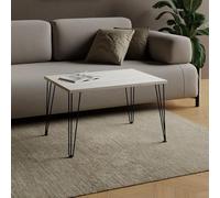 AKKE Table Basse Rectangulaire avec Pieds en Métal Plateau Laminé Hauteur 55 cm Table De Salon Style Loft Moderno