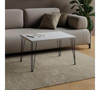 AKKE Table Basse Rectangulaire avec Pieds en Métal Plateau Laminé Hauteur 55 cm Table De Salon Style Loft Moderno