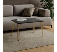 AKKE Table Basse Rectangulaire avec Pieds en Métal Plateau Laminé Hauteur 55 cm Table De Salon Style Loft Moderno