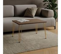 AKKE Table Basse Rectangulaire avec Pieds en Métal Plateau Laminé Hauteur 55 cm Table De Salon Style Loft Moderno
