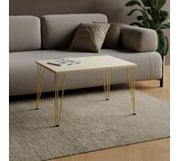 AKKE Table Basse Rectangulaire avec Pieds en Métal Plateau Laminé Hauteur 55 cm Table De Salon Style Loft Moderno