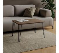 AKKE Table Basse Rectangulaire avec Pieds en Métal Plateau Laminé Hauteur 55 cm Table De Salon Style Loft Moderno