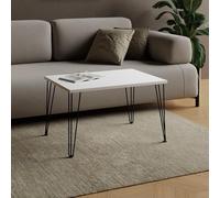 AKKE Table Basse Rectangulaire avec Pieds en Métal Plateau Laminé Hauteur 55 cm Table De Salon Style Loft Moderno
