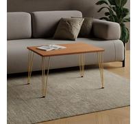 AKKE Table Basse Rectangulaire avec Pieds en Métal Plateau Laminé Hauteur 55 cm Table De Salon Style Loft Moderno
