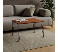 AKKE Table Basse Rectangulaire avec Pieds en Métal Plateau Laminé Hauteur 55 cm Table De Salon Style Loft Moderno