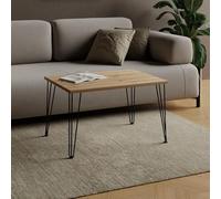 AKKE Table Basse Rectangulaire avec Pieds en Métal Plateau Laminé Hauteur 55 cm Table De Salon Style Loft Moderno