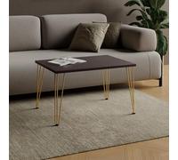 AKKE Table Basse Rectangulaire avec Pieds en Métal Plateau Laminé Hauteur 55 cm Table De Salon Style Loft Moderno