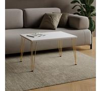 AKKE Table Basse Rectangulaire avec Pieds en Métal Plateau Laminé Hauteur 55 cm Table De Salon Style Loft Moderno