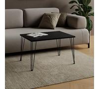 AKKE Table Basse Rectangulaire avec Pieds en Métal Plateau Laminé Hauteur 55 cm Table De Salon Style Loft Moderno