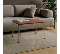 AKKE Table Basse Rectangulaire avec Pieds en Métal Plateau Laminé Hauteur 55 cm Table De Salon Style Loft Moderno