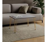 AKKE Table Basse Rectangulaire avec Pieds en Métal Plateau Laminé Hauteur 55 cm Table De Salon Style Loft Moderno