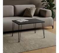 AKKE Table Basse Rectangulaire avec Pieds en Métal Plateau Laminé Hauteur 55 cm Table De Salon Style Loft Moderno