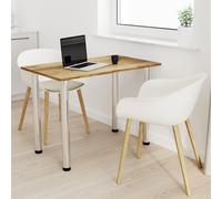 AKKE Table de cuisine en chêne ancien avec pieds chromés LxlxH : 90x60x74 cm