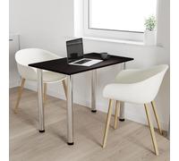 AKKE Table de cuisine wengé avec pieds chromés LxlxH : 80x35x74 cm
