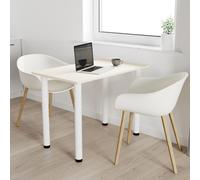 AKKE Table de salle à manger vanille avec pieds blancs LxlxH : 70x50x74 cm