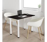 AKKE Table de salle à manger wengé avec pieds blancs LxlxH : 120x60x74 cm