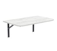 AKKE Table Murale Rabattable avec Coins Arrondis - Table Pliante Gain de Place 18mm - Cuisine Bureau et Chambre d'enfant - Plateau Robuste avec Bordure PVC 2mm 90x60 cm Artisanale Blanche.