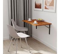 AKKE Table Murale Rabattable Rectangulaire - Table Pliante Gain de Place 18mm - Cuisine Bureau et Chambre d'enfant - Plateau Robuste avec Bordure PVC 2mm60x60 cm Bourgogne