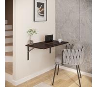 AKKE Wenge Table murale pliante avec angles argentés-satinés Lxl : 100x50 cm