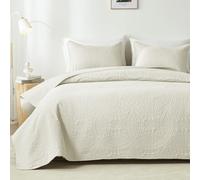 akkialla Parure de lit légère crème avec motif pièces de monnaie, dessus-de-lit en microfibre douce pour toutes les saisons, tissu respirant et doux pour la peau (1 couette, 2 taies d'oreiller)