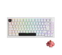 Akko 5075B Plus Via Gaming Keyboard, 2.4GHz/BT 5.0/Clavier Filaire avec Interrupteur linéaire remplaçable à Chaud, RGB, Montage sur Joint, réduction du Bruit (Noir sur Blanc, Palissandre)