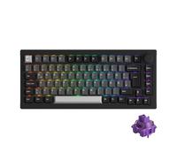 Akko 5075B Plus Via Wireless Keyboard, 3-Mode, 75% ISO Layout, Gaming Keyboard, Hot-Swappable RGB, Cherry PBT Keys, Rotary Knob for Win/Mac (Black-Silver, V3-Purple)
