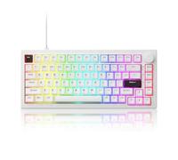 Akko Clavier mécanique Filaire 5075 V3, Format 75% QWERTY, Montage sur Joint, programmable, rétroéclairage RGB, switches Frost Pink remplaçables à Chaud, Noir sur Blanc