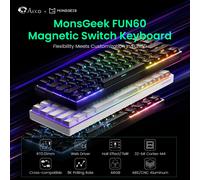 MONSGEEK FUN60 Pro Rapid Trigger Clavier de jeu 8 K SP Interrupteur magnétique HE Clavier multi-modes sans fil 60 % Noir Shine-Through (Glare Magnetic Switch)