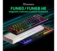 MONSGEEK Clavier Gaming FUN60 Pro à déclenchement Rapide, Switch magnétique 8k SP, Clavier HE, Filaire, Noir translucide à 60% (Switch magnétique antireflet, Disposition américaine)