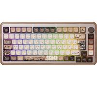 Akko MU02 75% Bois Clavier de jeu mécanique VIA ISO-DE RGB Hot Swap BT5.0/2.4G sans fil &Type-C filaire(Akko Rosewood Switch, Linéaire)