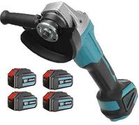 Akkuflex Meuleuse d'angle sans fil de rechange pour meuleuse d'angle sans balais Makita 125 mm avec 4 batteries 5500 mAh et chargeur, meuleuse d'angle sans câble pour enlever la peinture et le mortier