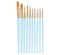 AKLOSIPY 10pcs Ensemble de Pinceau en Laine en Nylon avec Poignée en Bois pour la Gouache d'huile et la Peinture à l'aquarelle - Fédé aux Débutants (101b -10 Sky Blue Poly)
