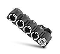AKLOSIPY 4 Way Car Cigarette Lighter Socket Splitter | Ports USB, chargement indépendant, voyant bleu, fusible inclus, compatible avec la plupart des appareils