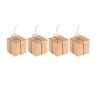 AKLOSIPY 50PCS Boîtes à Dragées de Mariage en Kraft Marron avec Corde de Chanvre - Emballage Rustique pour Chocolat, thé, Noix, Bricolage et Cadeaux de Fête