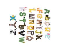 AKLOSIPY 52 Pièces Patchs de Lettres Colorés en Forme d'animal-Patchs de Broderie Thermocollants Bricolage pour Vêtements et Décoration Artisanale