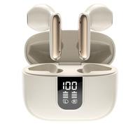 AKLOSIPY ANCENC Écouteurs 5.3 avec étui de Chargement à Affichage Numérique, écouteurs Intra-Auriculaires à Suppression Active du Bruit avec Micro, Casque de Sport IPX pour Course à Pied Beige