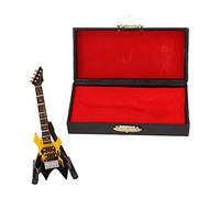 AKLOSIPY Bass Model Miniature Wooden Guitar Simulation Instrument Musical Instrument avec Boîte pour Les Mélomanes (Basse électrique de Coin Jaune de 10 cm)