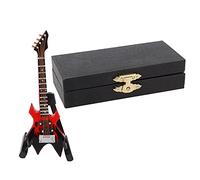 AKLOSIPY Bass Model Miniature Wooden Guitar Simulation Instrument Musical Instrument avec Boîte pour Les Mélomanes (Basse électrique à Coin aigu Rouge 10 cm)