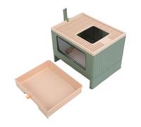 AKLOSIPY Box Litière de Chat fermé Pliable avec Tiroir, Conception d'entrée Supérieure, Toilettes Portables et Faciles pour Les Chats et Chatons Adultes, Gris (Green)