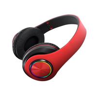 AKLOSIPY Casque de Jeu avec des Lumières RVB et des Basses - Conception Pliable et Confortable, Prend en Charge la Carte Mémoire, Rouge (Rouge Vif)